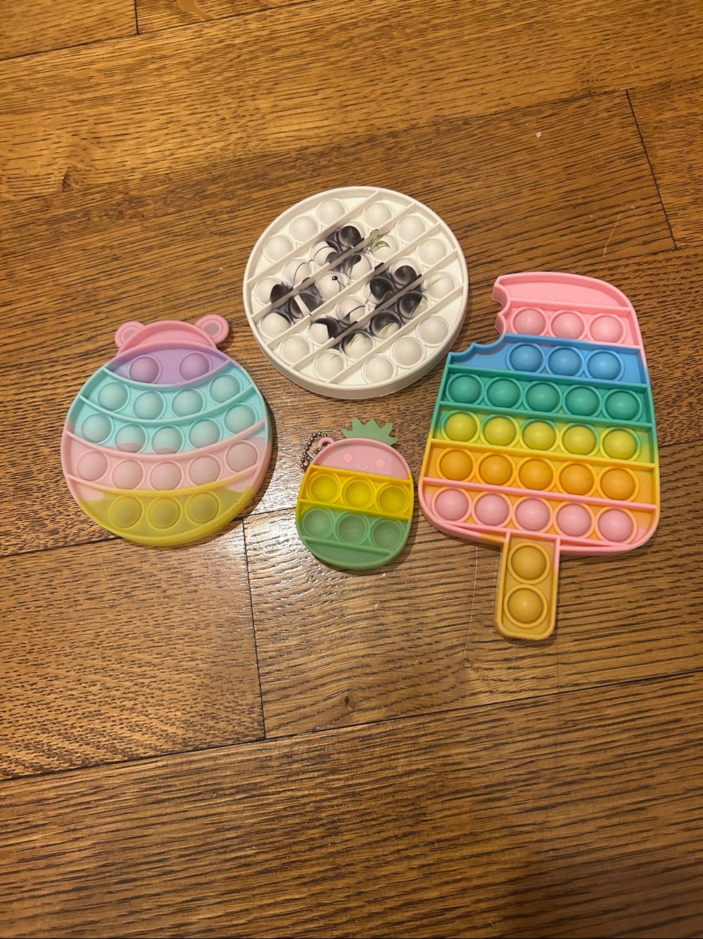 Set of 4 Pastel Pop-It Fidget Toys - Pineapple, Bear, Panda, ice pop